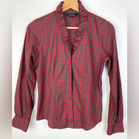 Jupe Brooks Brothers En Coton Madras – Taille 8 – Rouge Tartan à Carreaux – Occasion Très Bon état